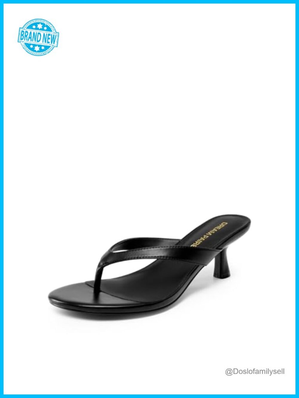 Kitten Heel Thong Sandals Faux Leather Slip On Heels